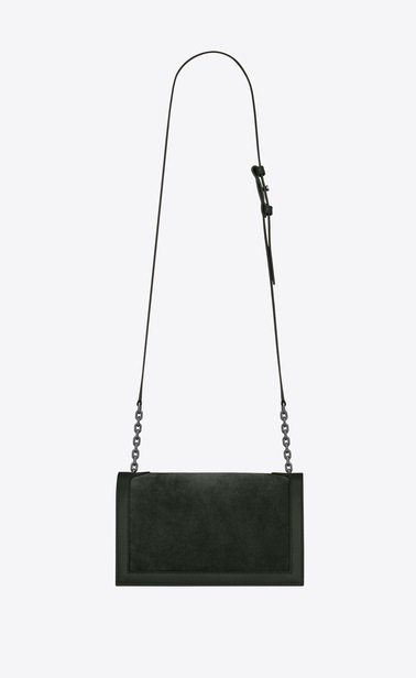Schultasche aus Veloursleder und Leder